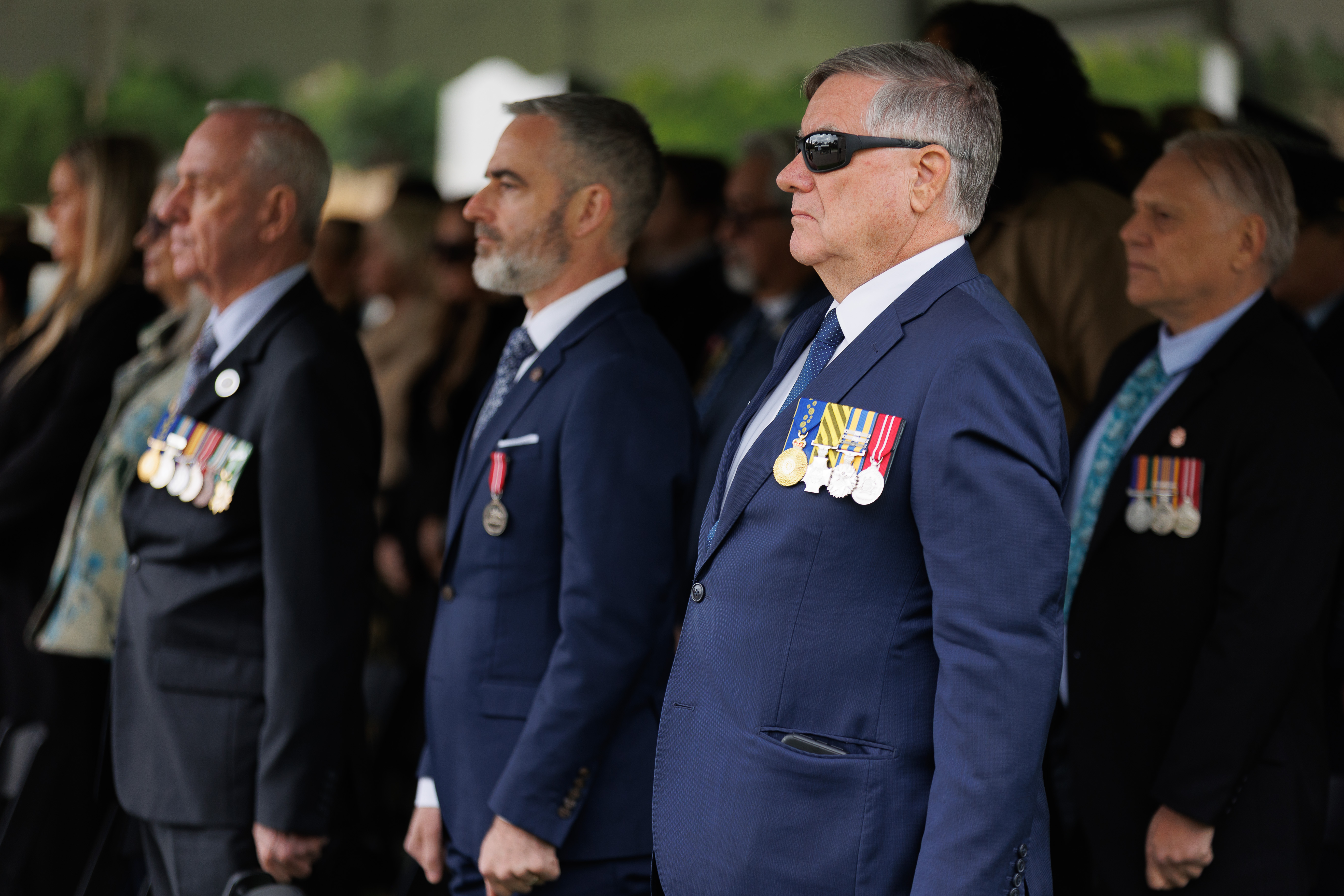 Members of Australia's Defence Force are standing in a moments silence during the 2025 Victorian Aboriginal Remembrance Service